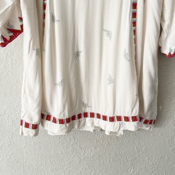 Free People Tulum 3/4 Bell Sleeve Embroidered Boho Tunic Mini Dress S - Picture 7 of 14